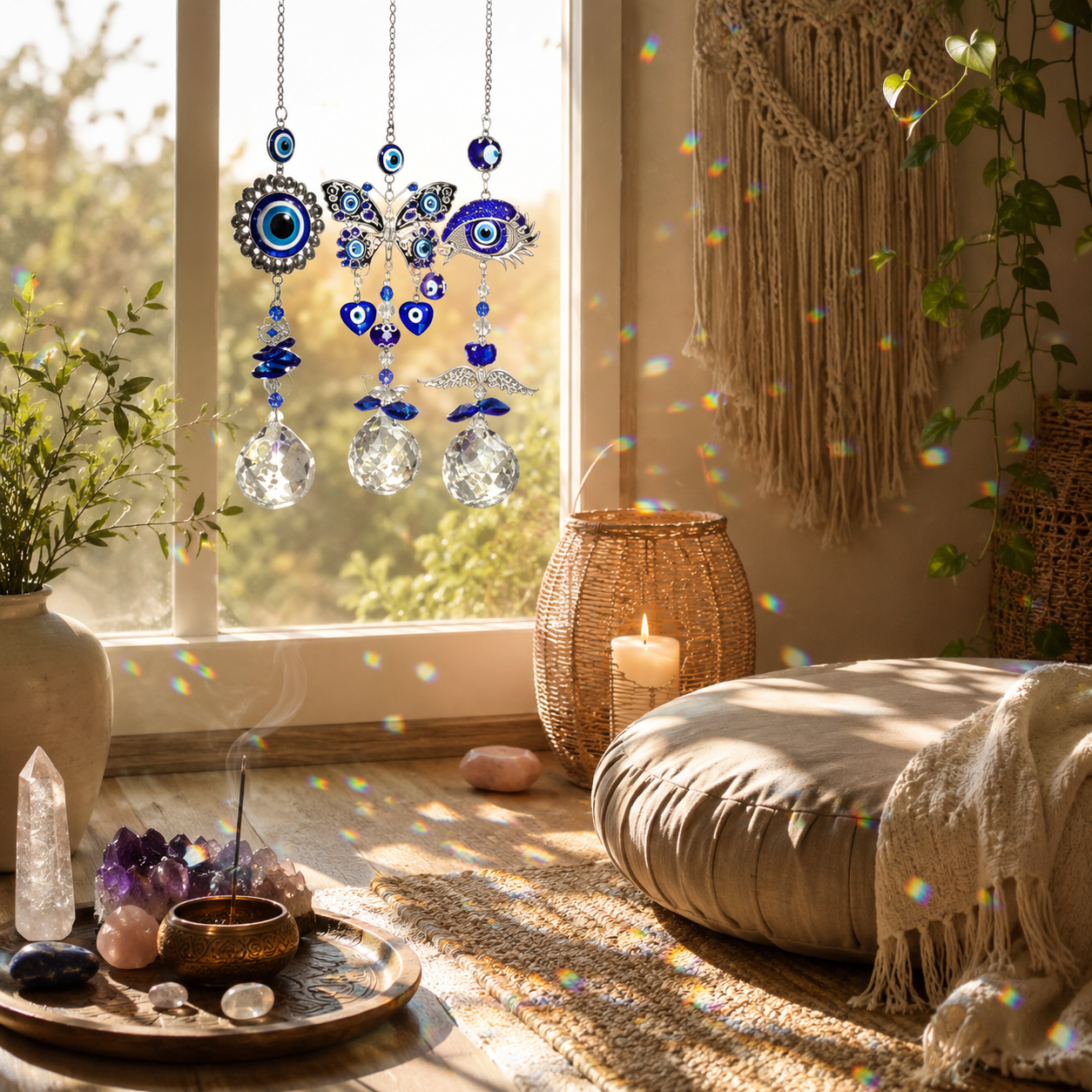 Evil Eye Owl Hanging Suncatcher
