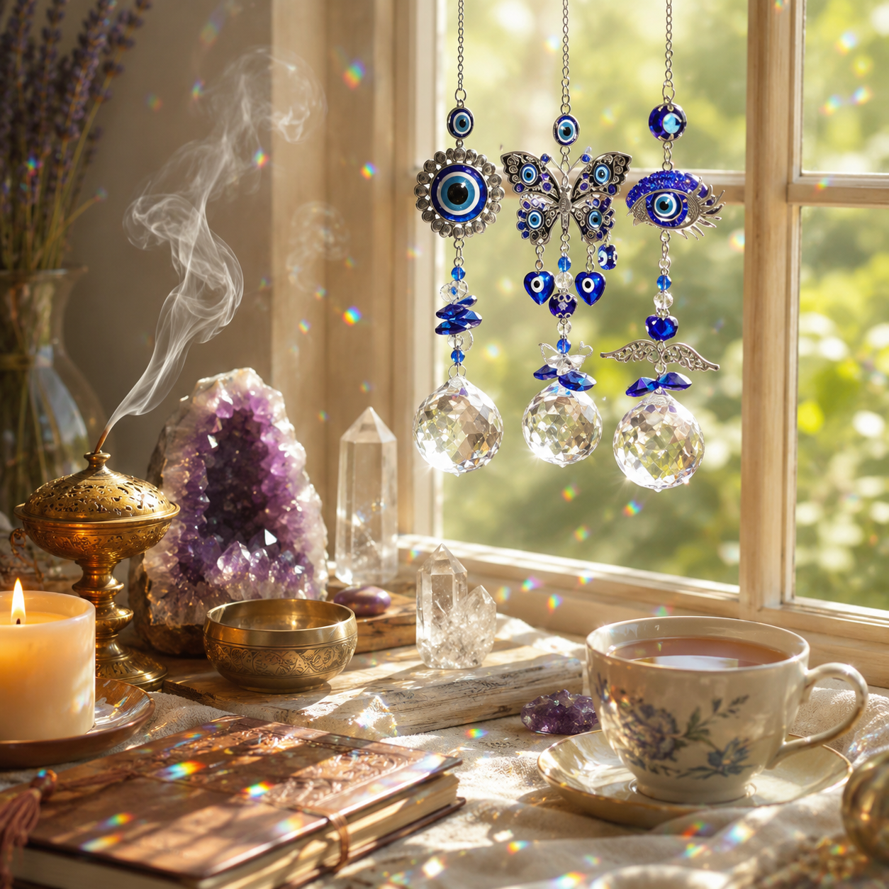 Evil Eye Owl Hanging Suncatcher