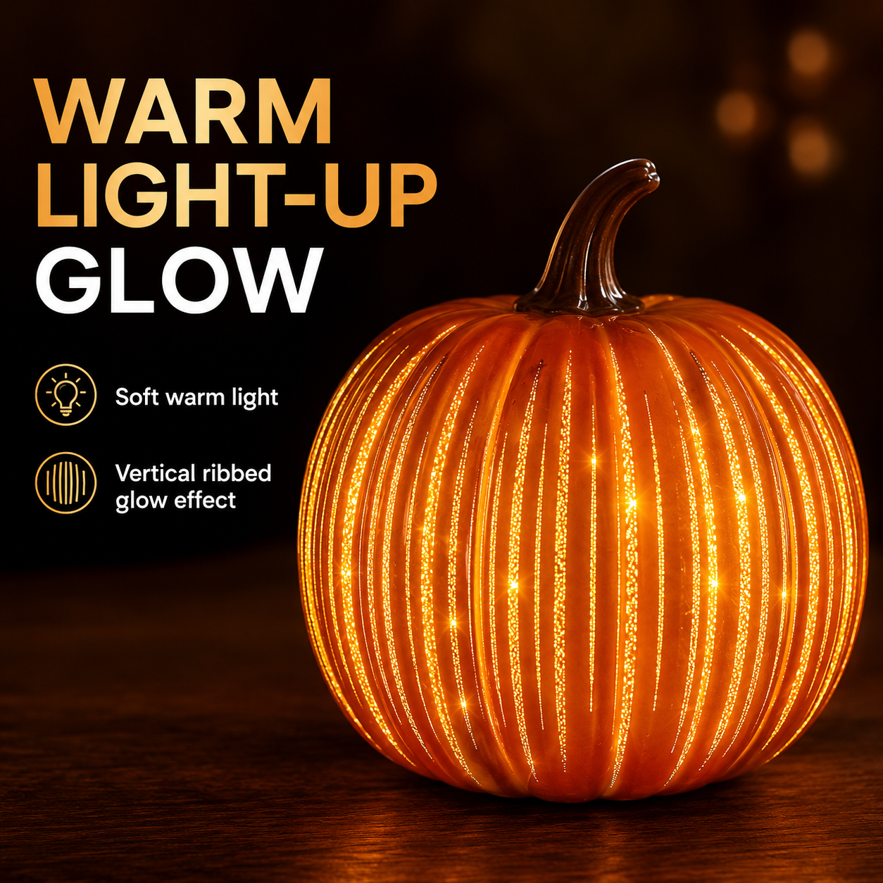 Light-Up Ribbed Pumpkin Decor Set