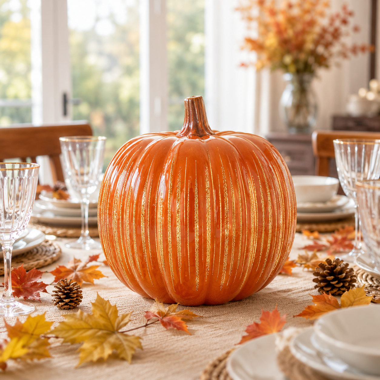 Light-Up Ribbed Pumpkin Decor Set