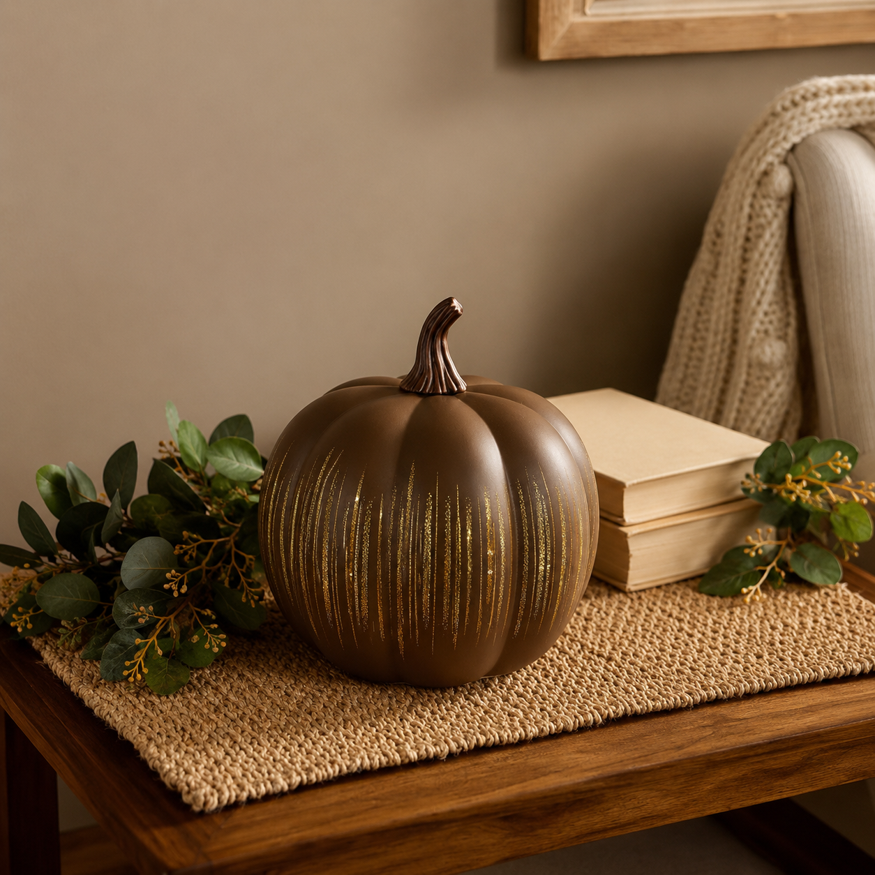 Light-Up Ribbed Pumpkin Decor Set