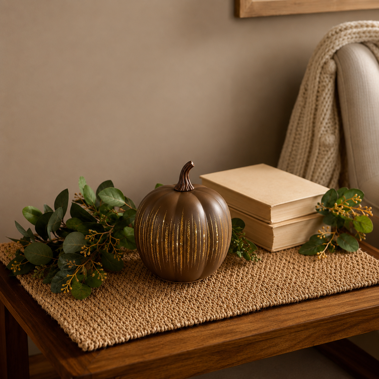 Light-Up Ribbed Pumpkin Decor Set