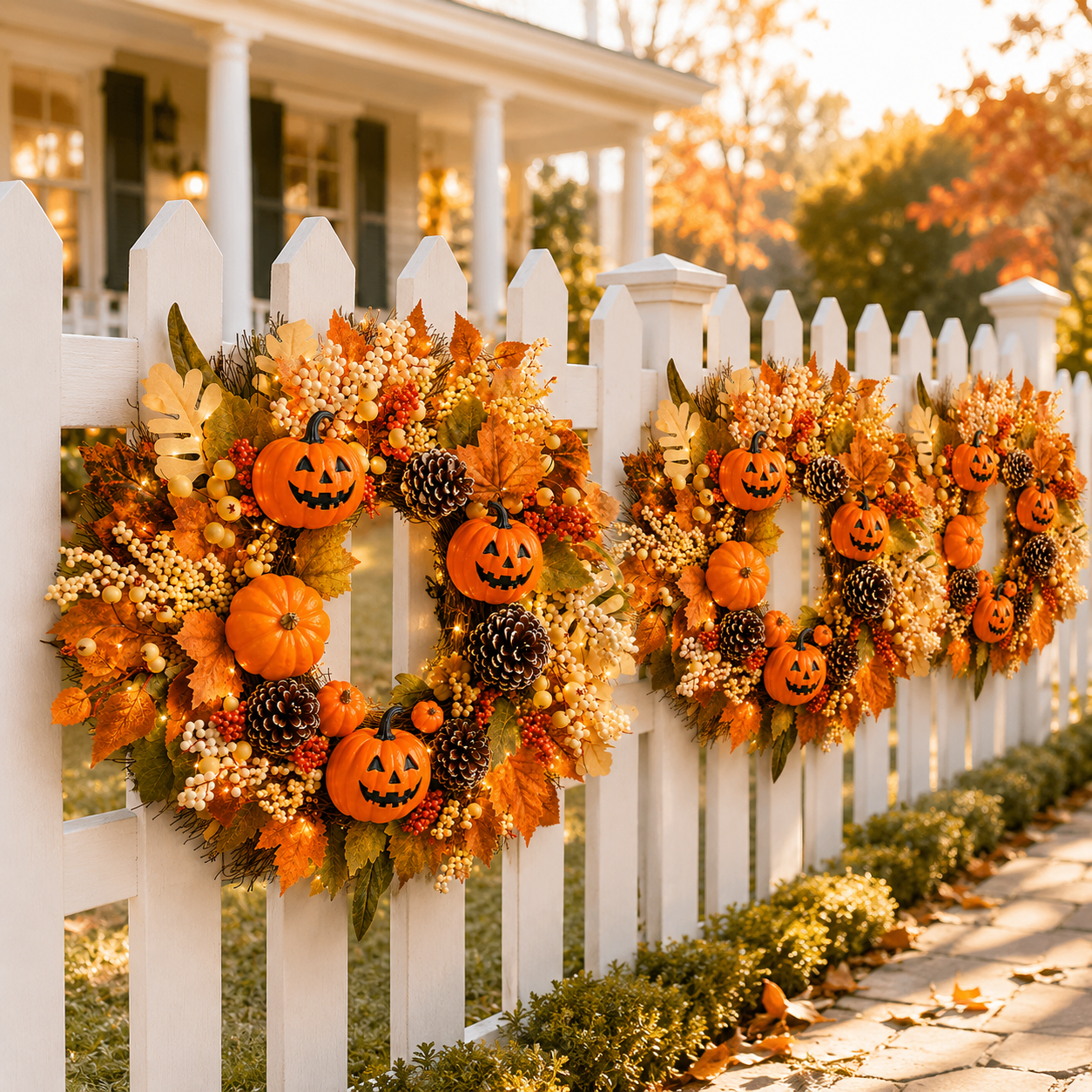 Lighted Halloween Fall Wreath