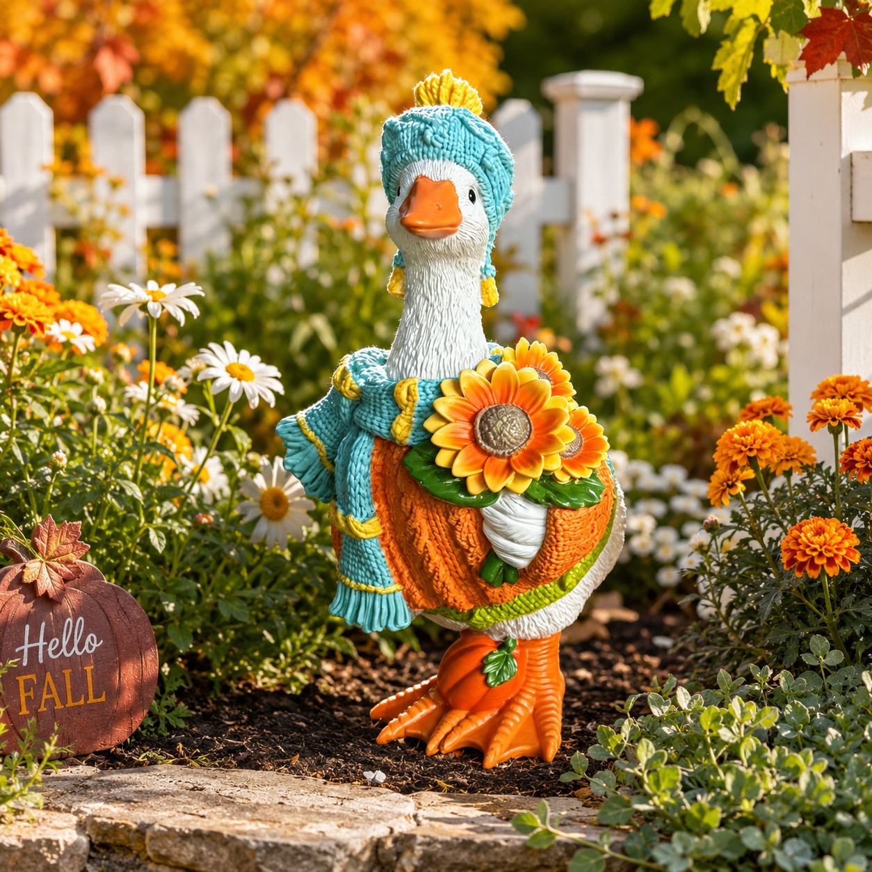 Fall Goose Garden Statue for Yard Decor