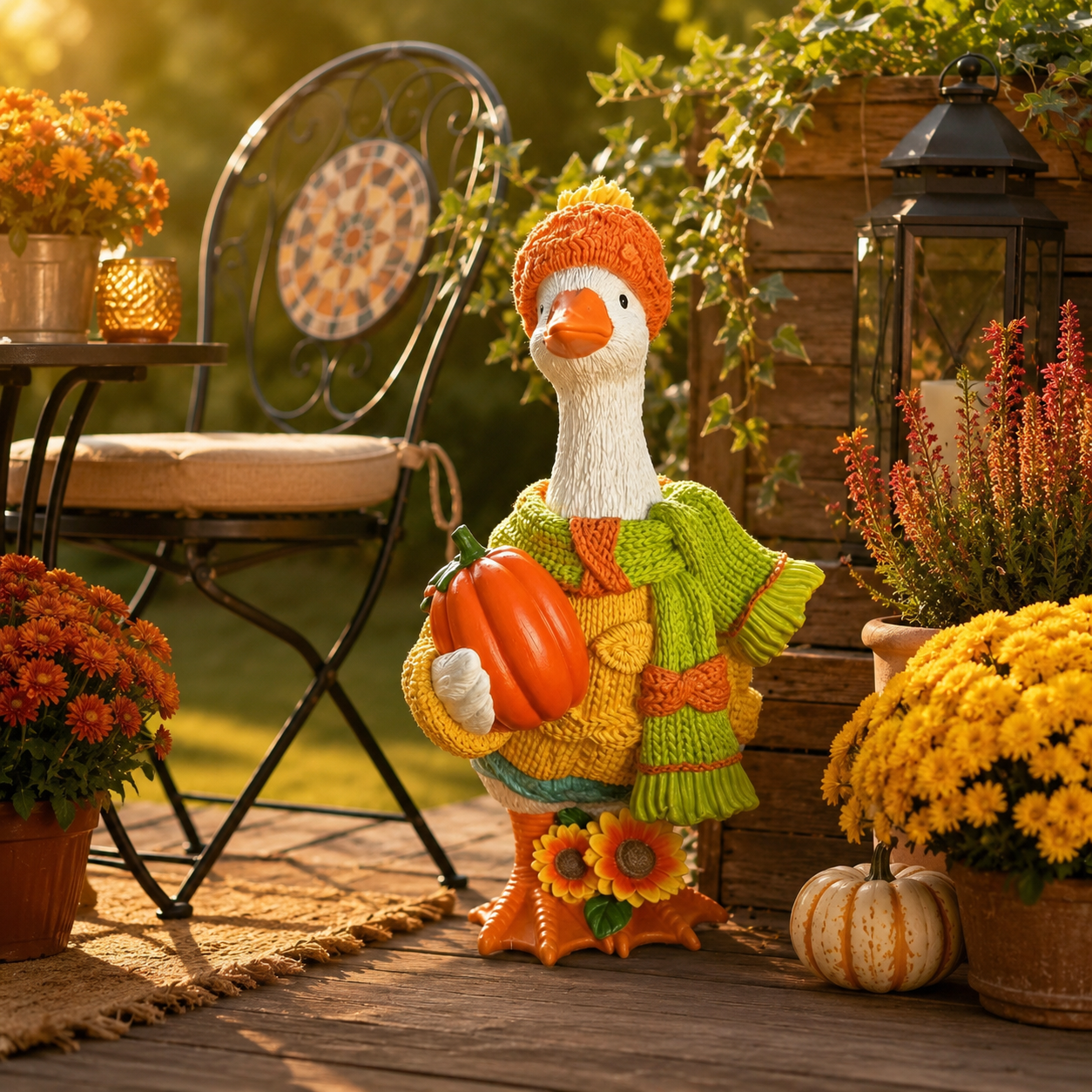 Fall Goose Garden Statue for Yard Decor