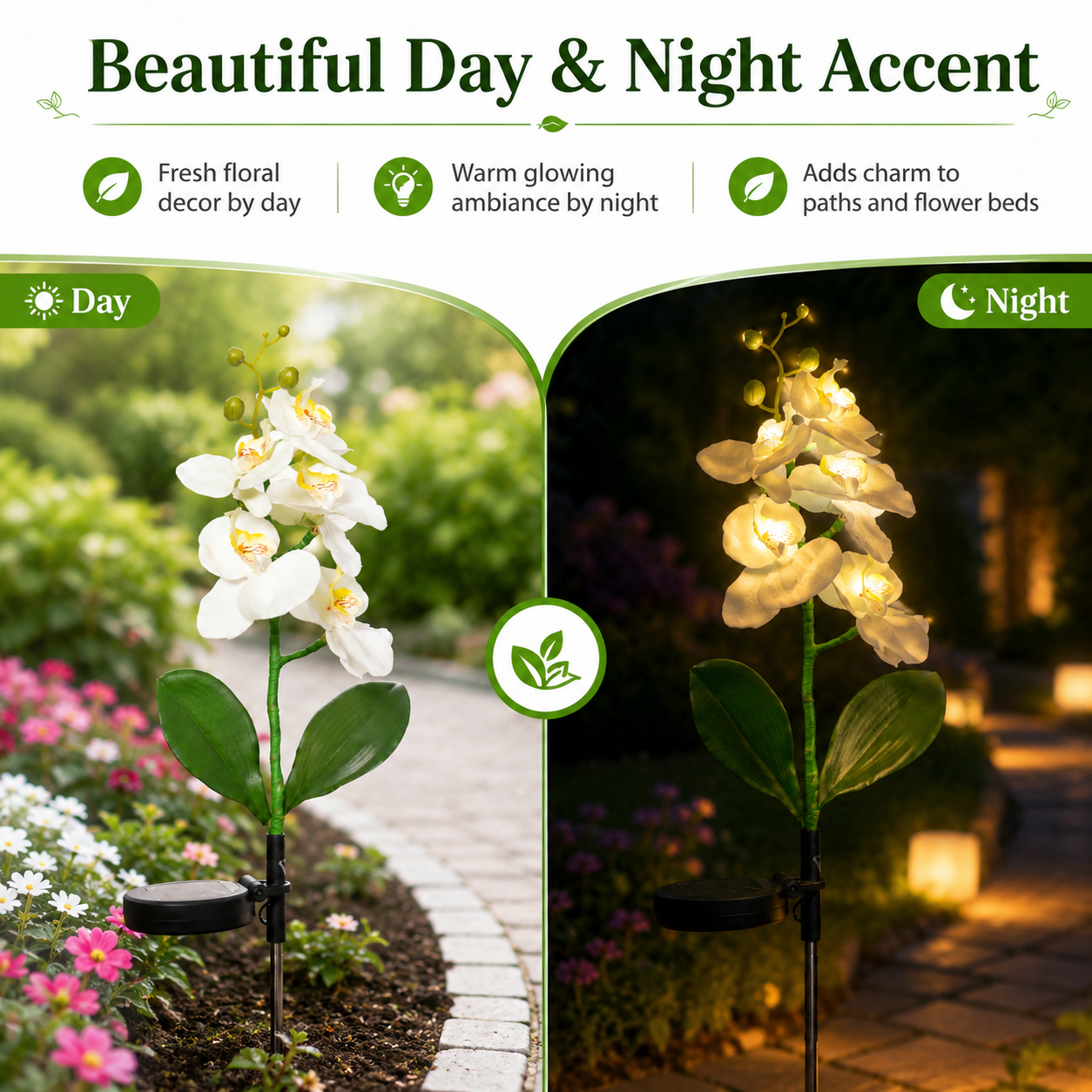 Solar Orchid Garden Stake Light for Outdoor Decor