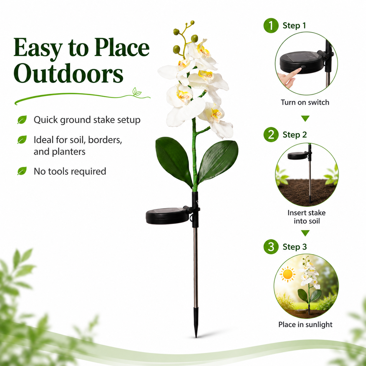 Solar Orchid Garden Stake Light for Outdoor Decor