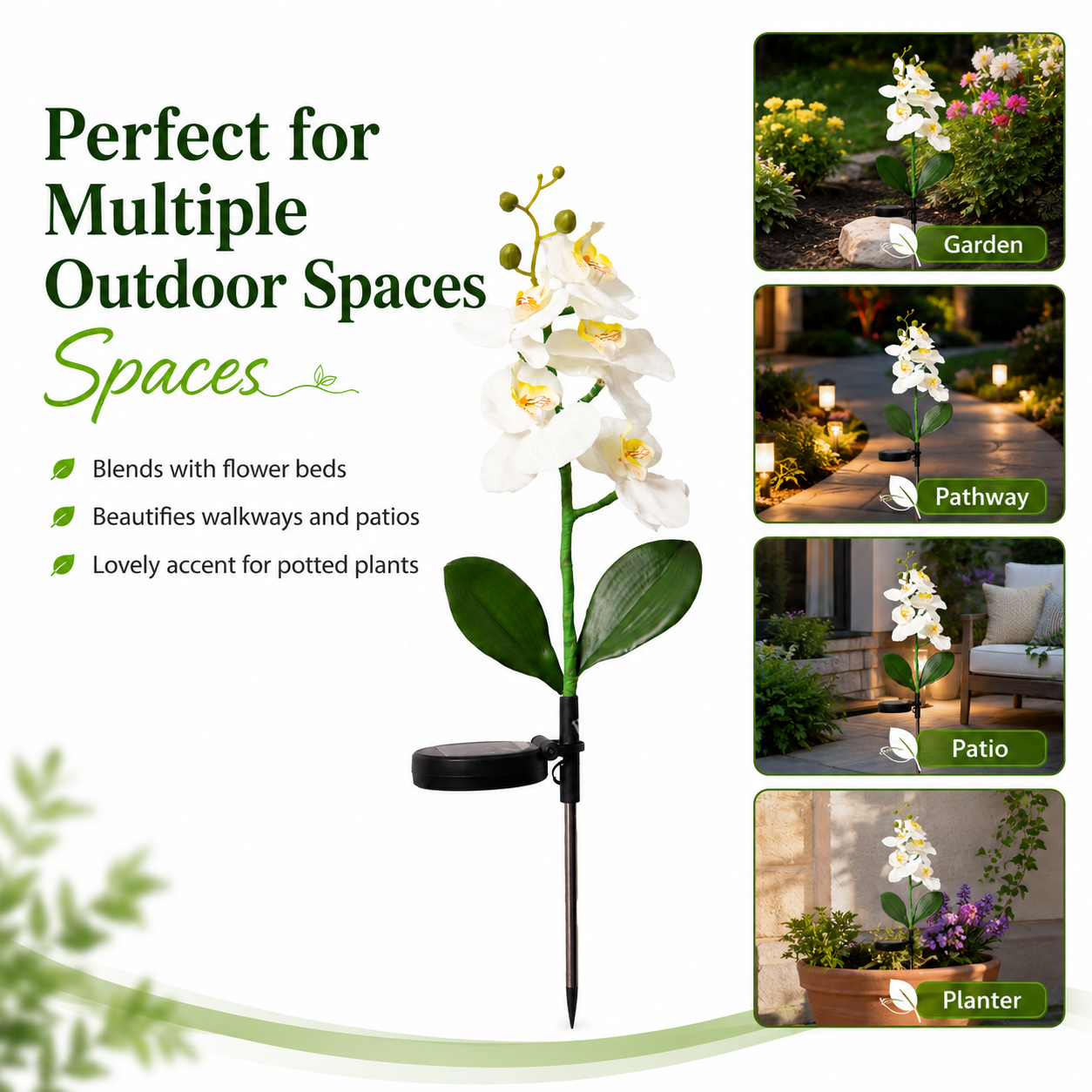 Solar Orchid Garden Stake Light for Outdoor Decor