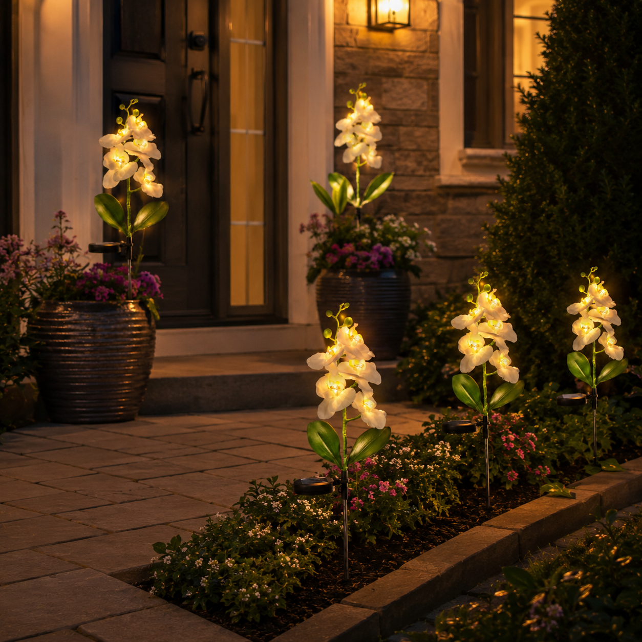 Solar Orchid Garden Stake Light for Outdoor Decor