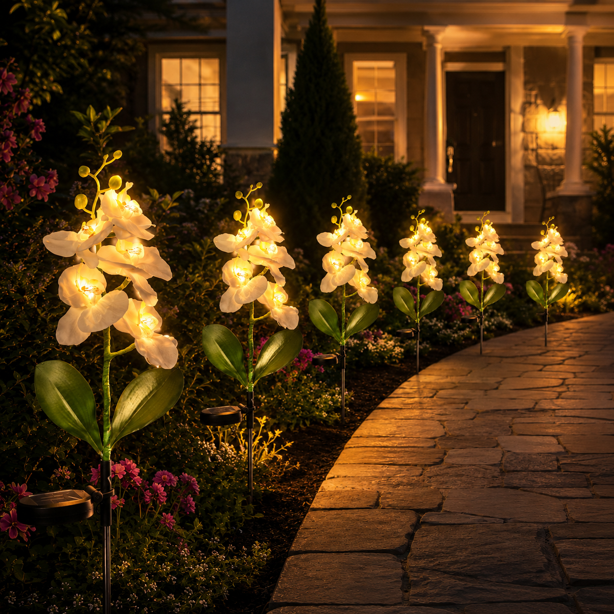 Solar Orchid Garden Stake Light for Outdoor Decor