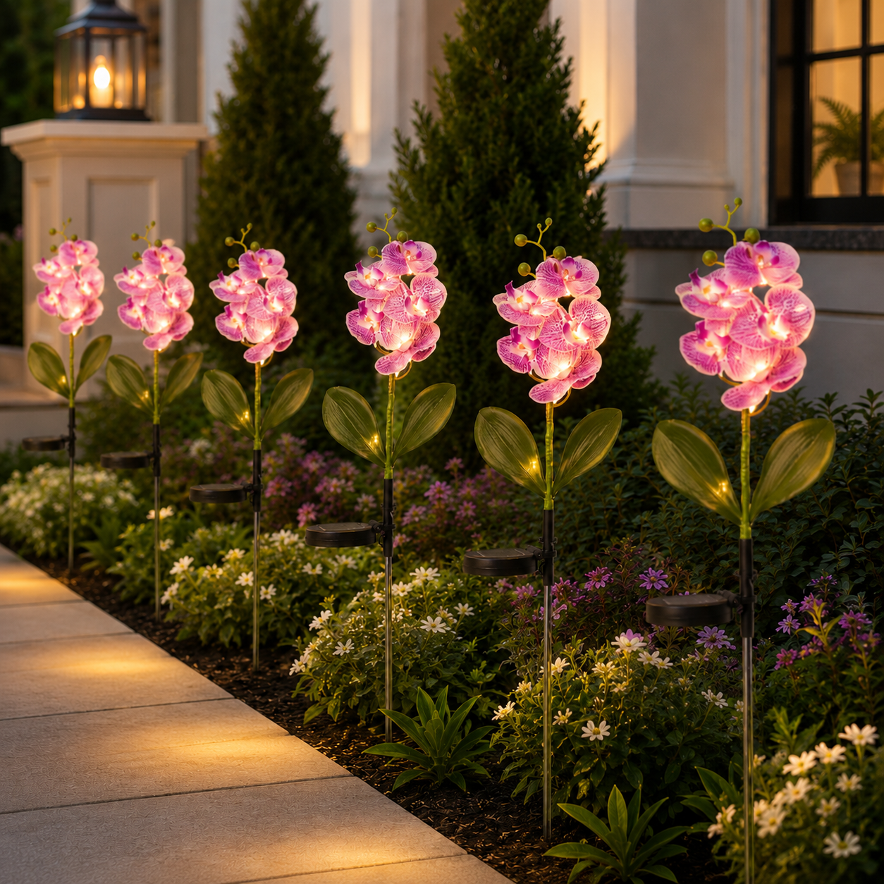 Solar Orchid Garden Stake Light for Outdoor Decor