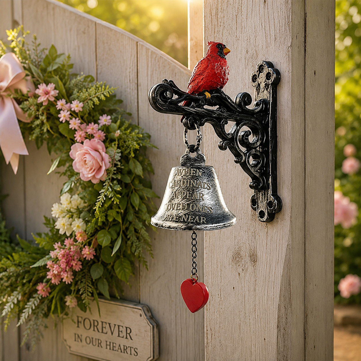 Cardinal Memorial Wall Bell for Porch Decor