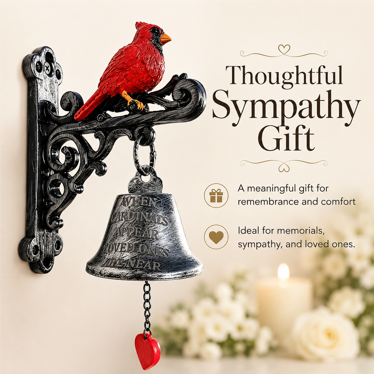 Cardinal Memorial Wall Bell for Porch Decor