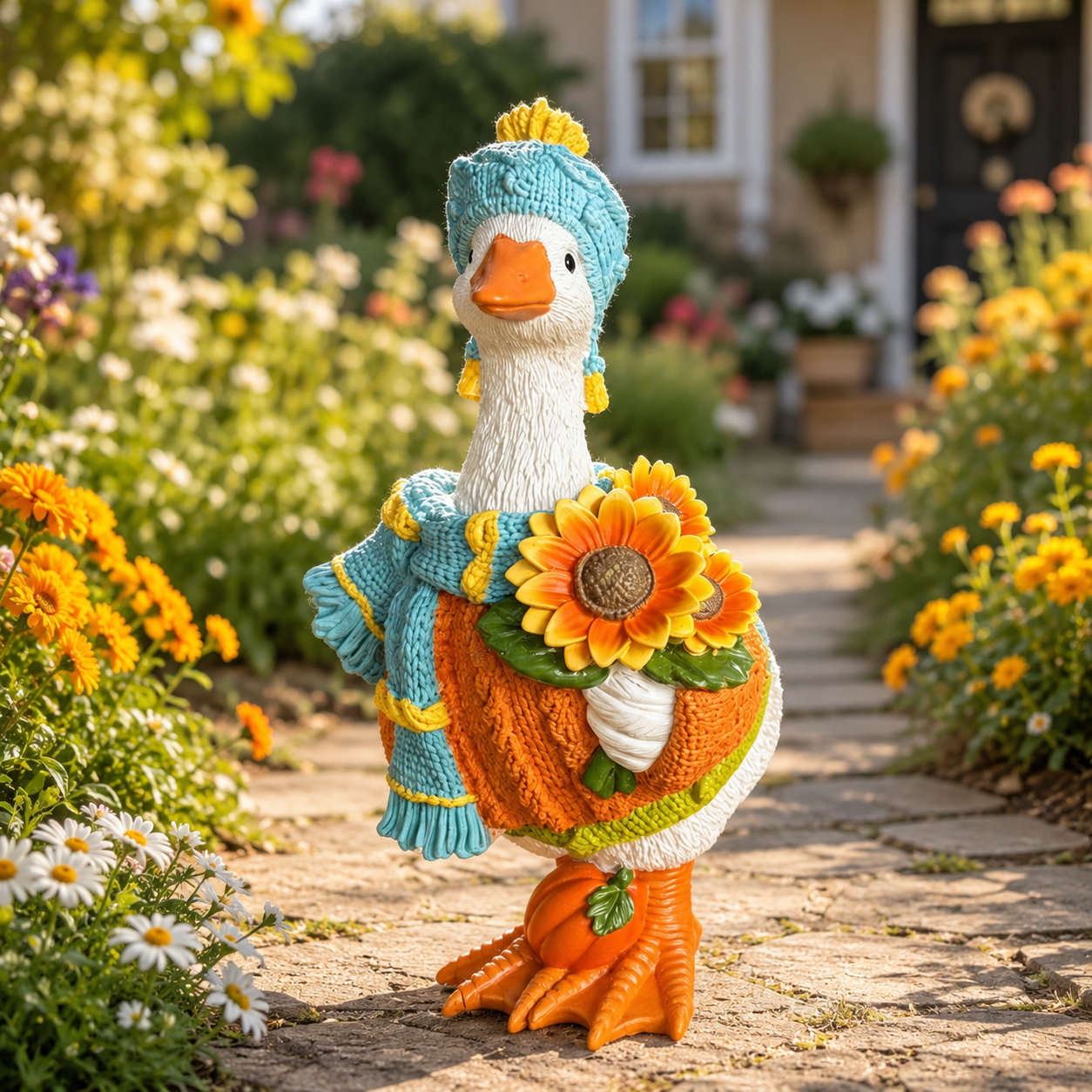 Fall Goose Garden Statue for Yard Decor