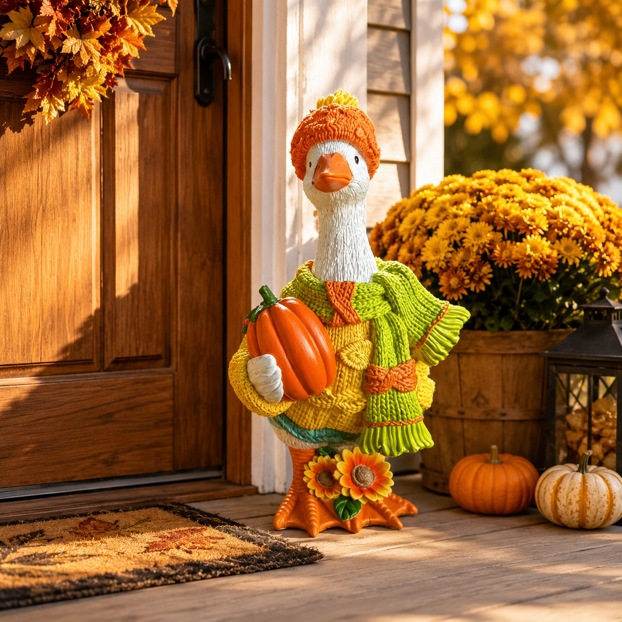 Fall Goose Garden Statue for Yard Decor