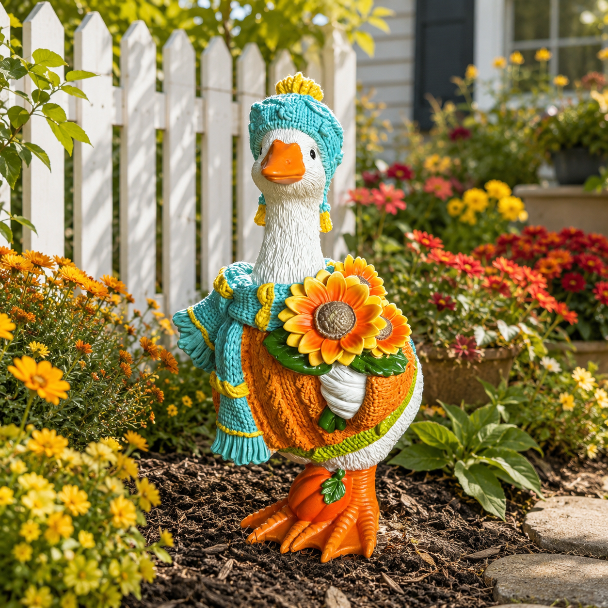 Fall Goose Garden Statue for Yard Decor