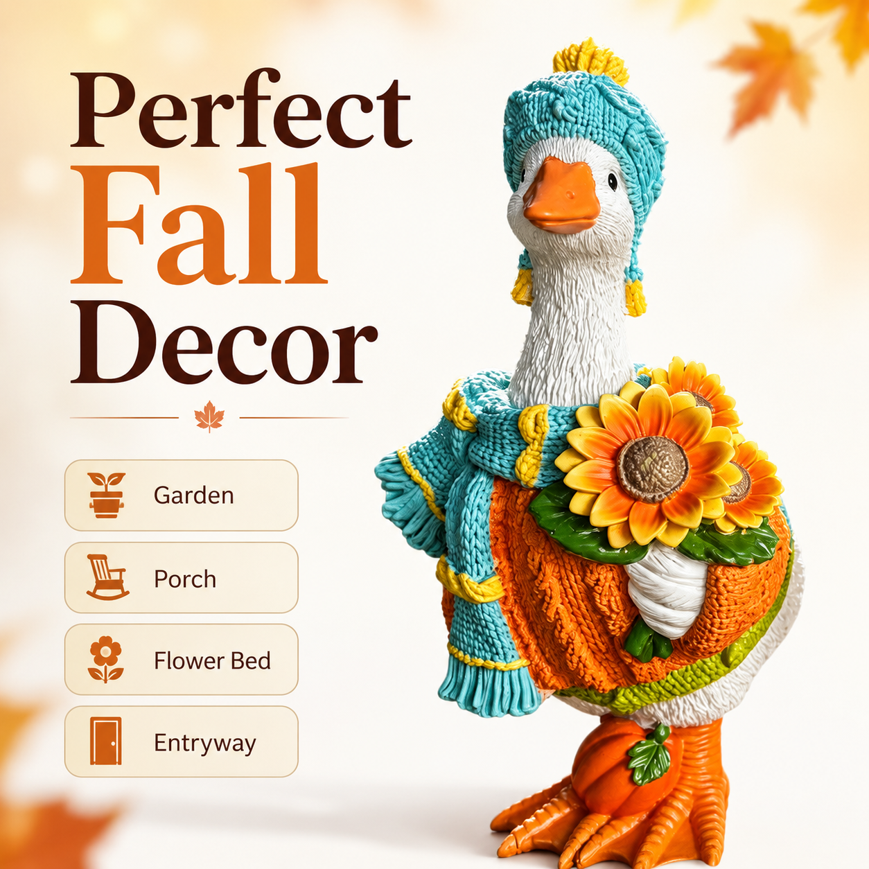 Fall Goose Garden Statue for Yard Decor
