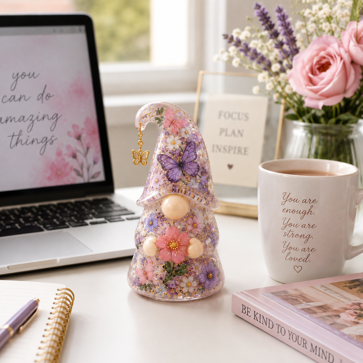 Emotional Support Gnome Collection, Keep Blooming Inspirational Gift for Women