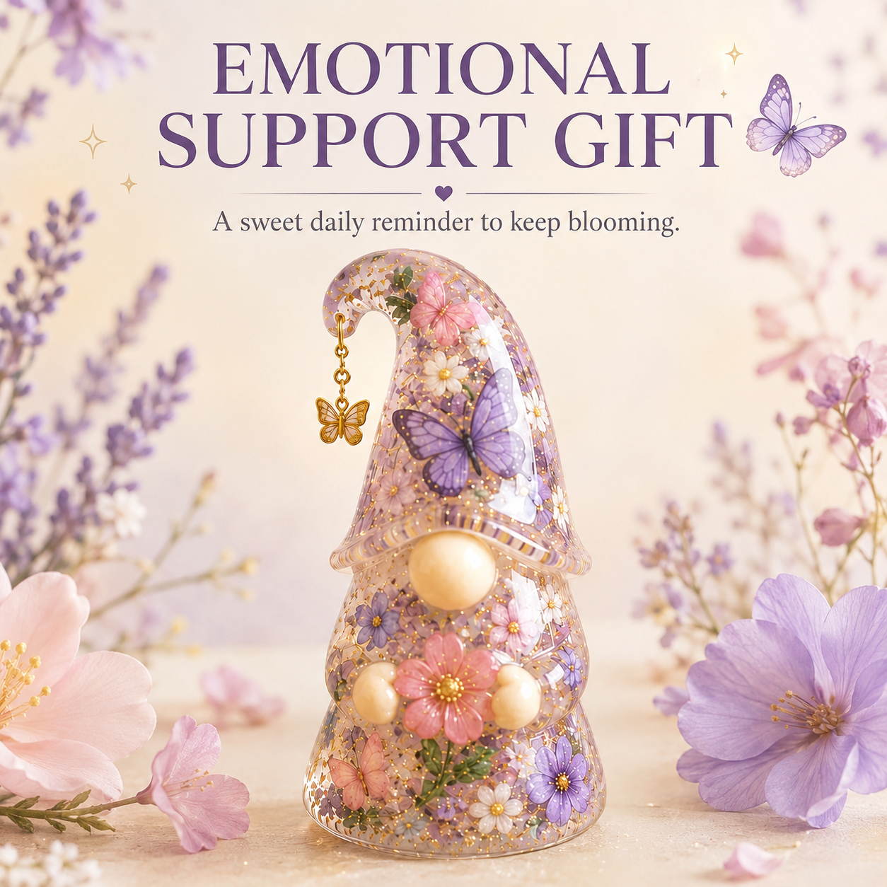 Emotional Support Gnome Collection, Keep Blooming Inspirational Gift for Women