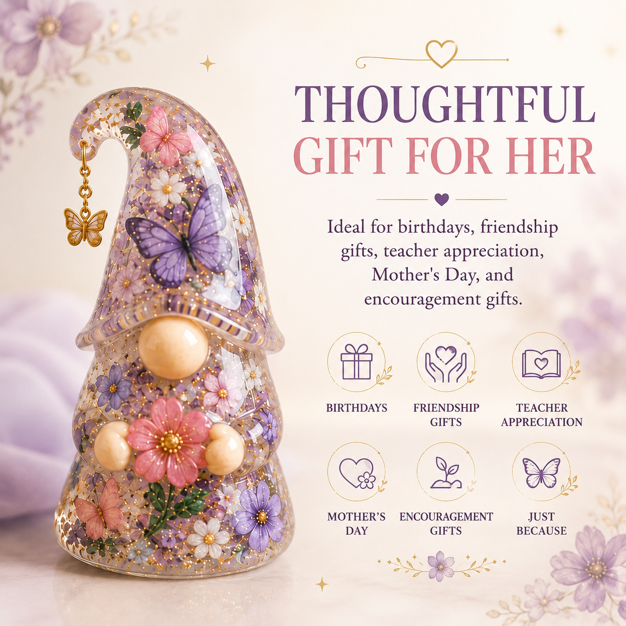Emotional Support Gnome Collection, Keep Blooming Inspirational Gift for Women