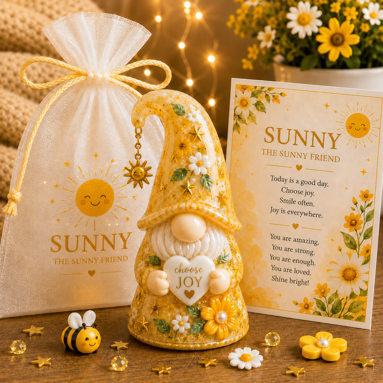Emotional Support Gnome Collection, Keep Blooming Inspirational Gift for Women