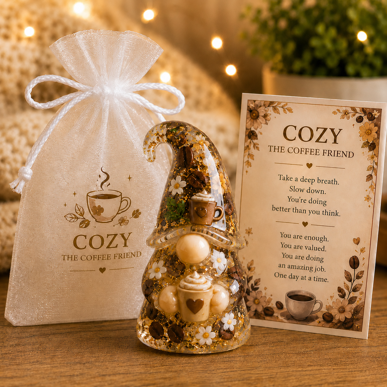 Emotional Support Gnome Collection, Keep Blooming Inspirational Gift for Women