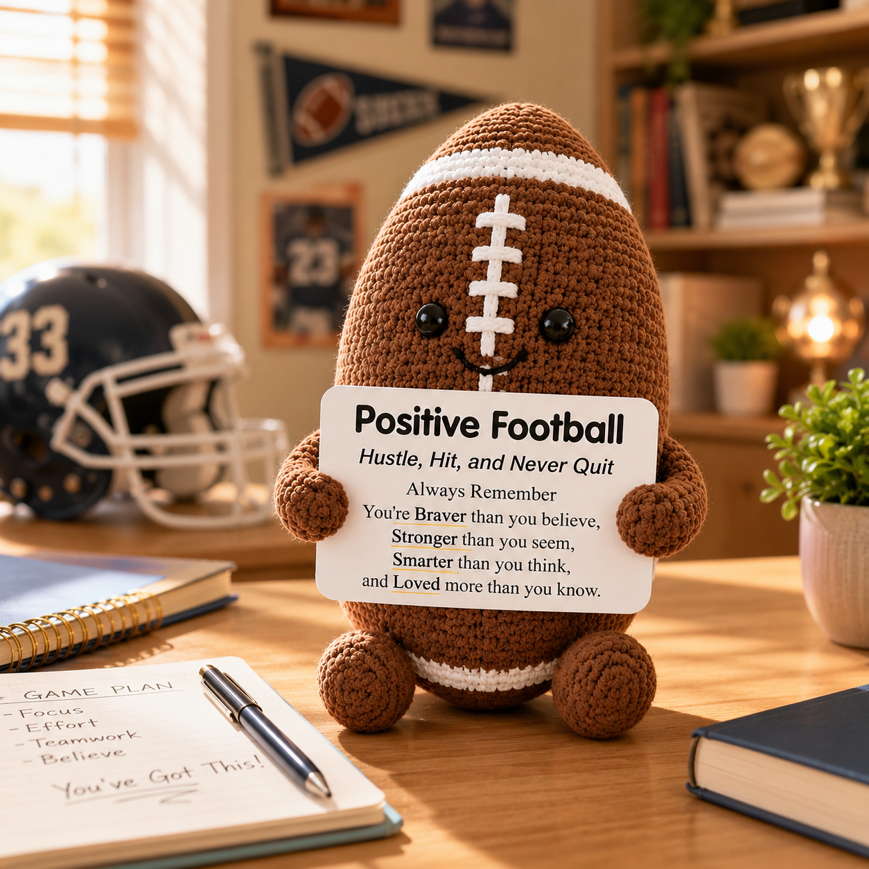 Positive Sports Plush with Encouragement Sign
