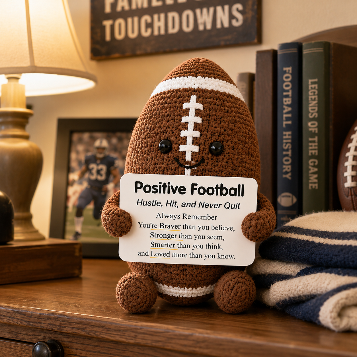 Positive Sports Plush with Encouragement Sign