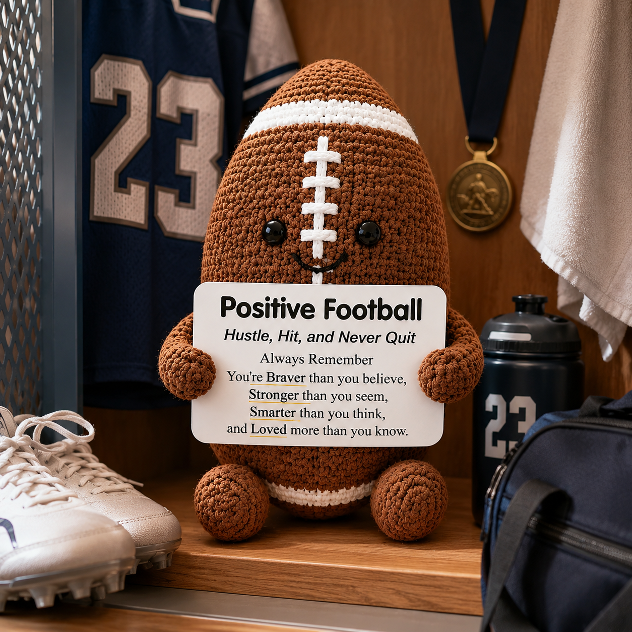 Positive Sports Plush with Encouragement Sign