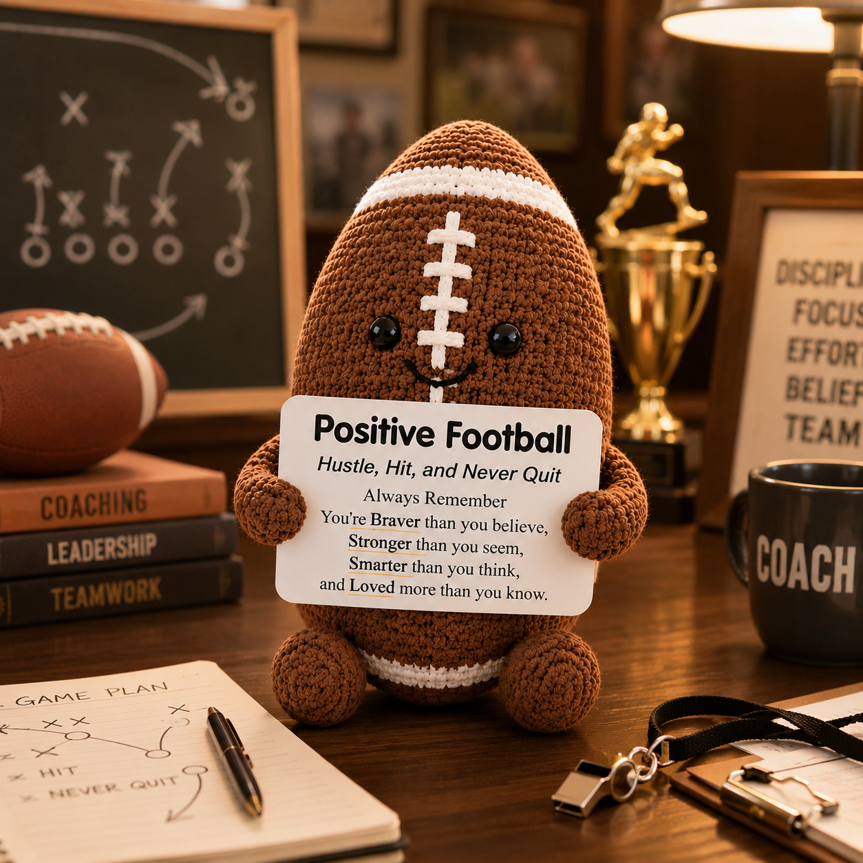 Positive Sports Plush with Encouragement Sign