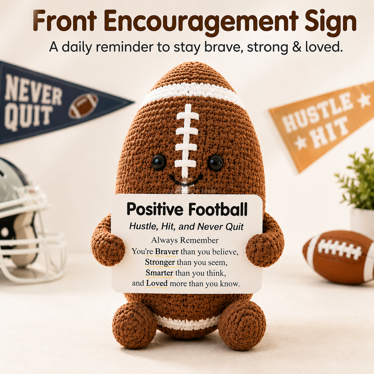 Positive Sports Plush with Encouragement Sign
