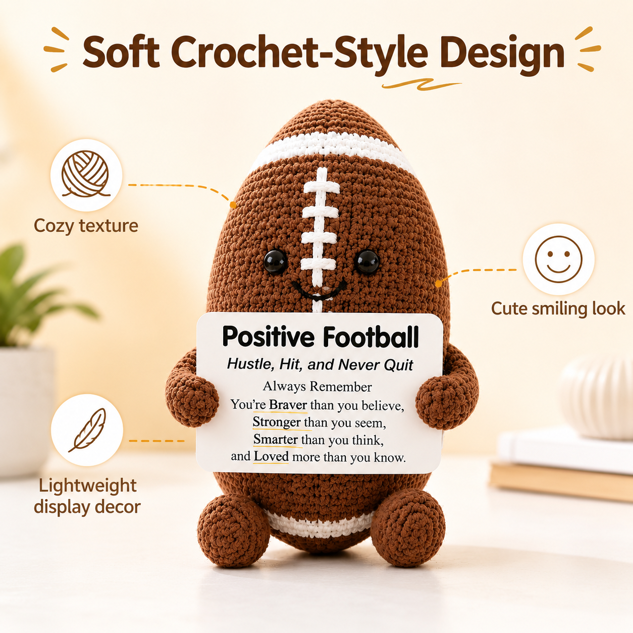 Positive Sports Plush with Encouragement Sign