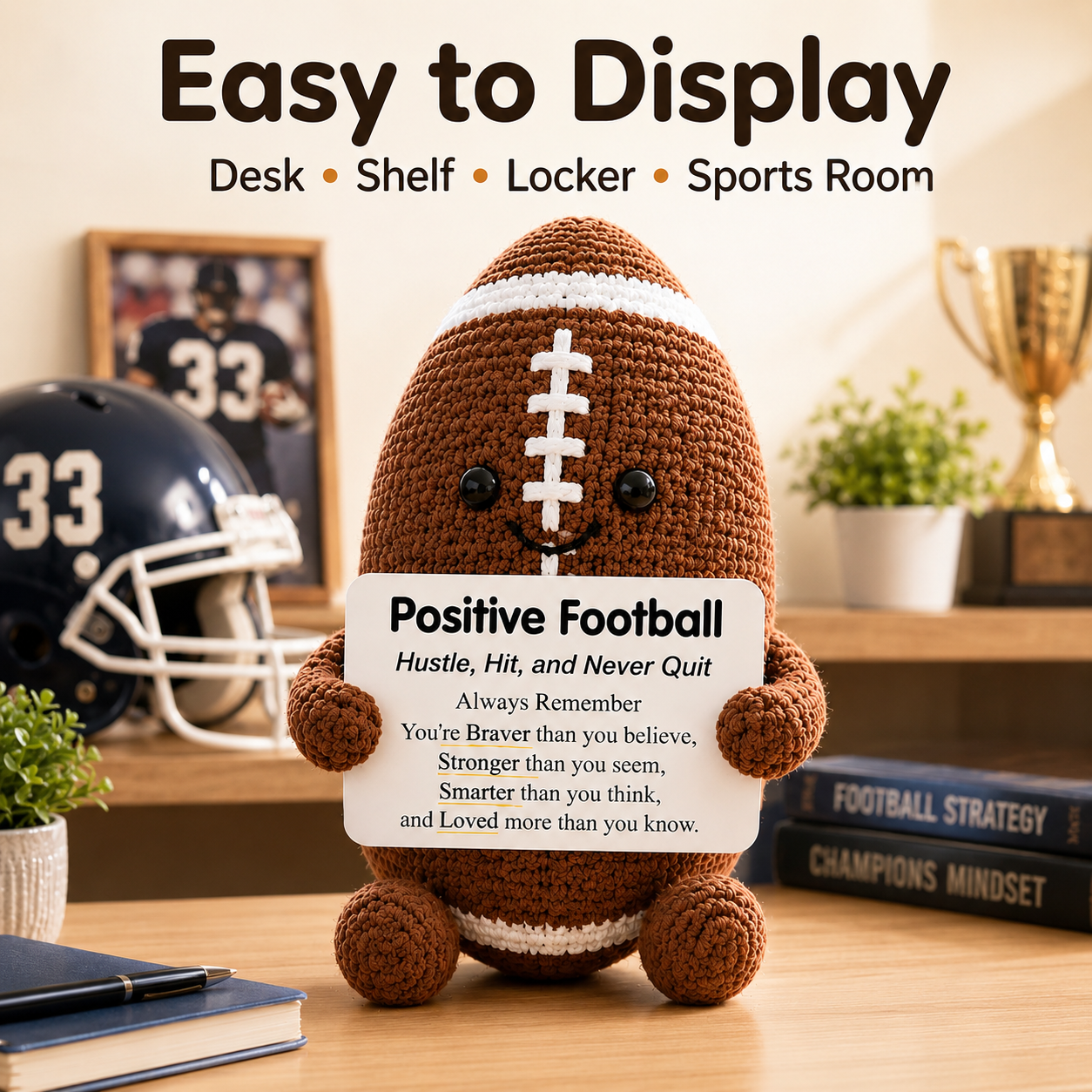 Positive Sports Plush with Encouragement Sign