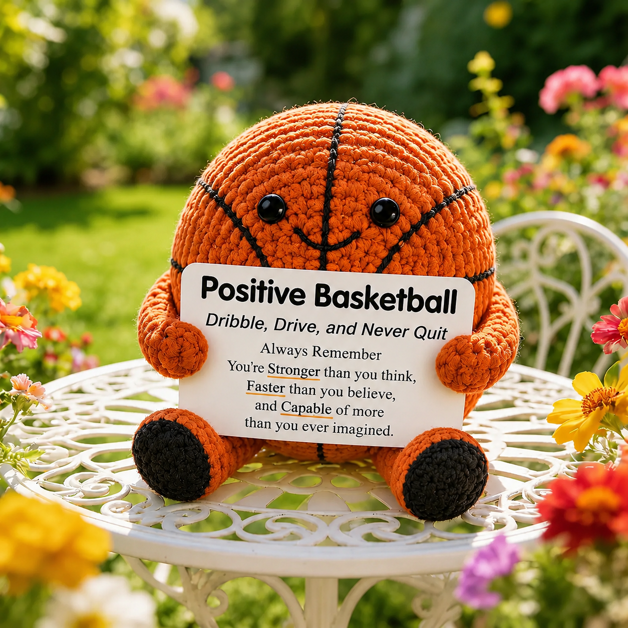 Positive Sports Plush with Encouragement Sign