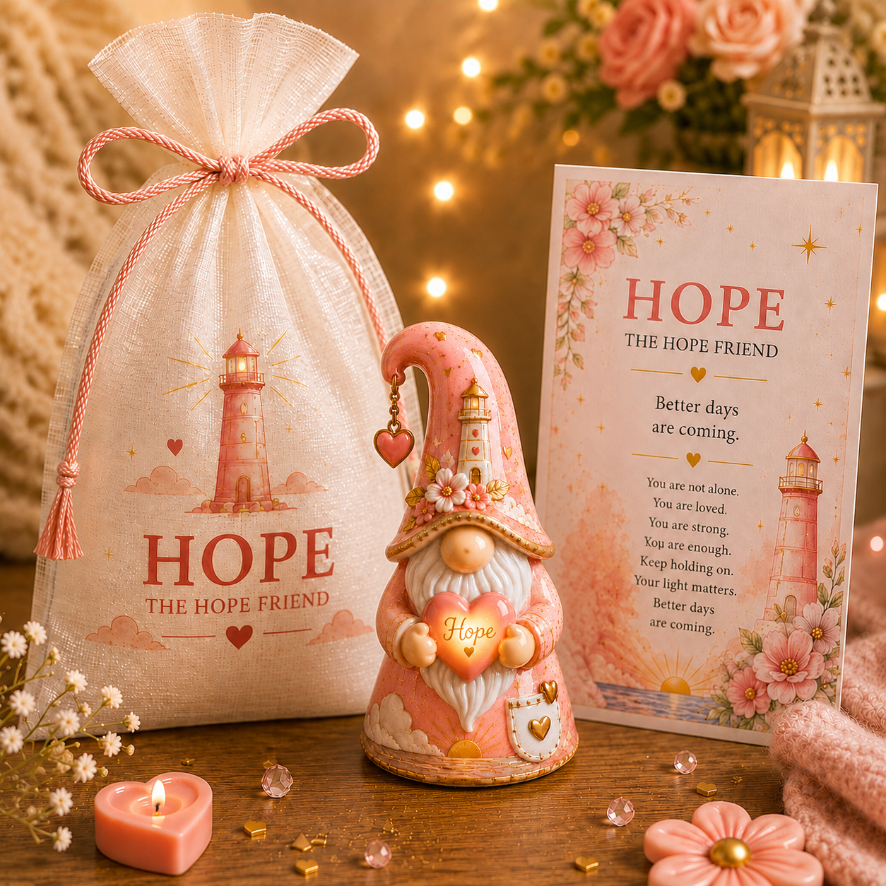 Emotional Support Gnome Collection, Keep Blooming Inspirational Gift for Women