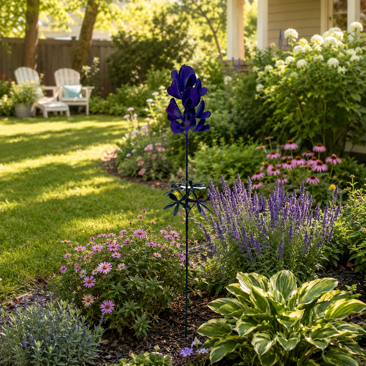Purple Metal Flower Garden Stake