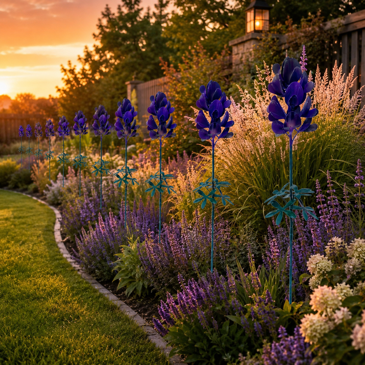 Purple Metal Flower Garden Stake