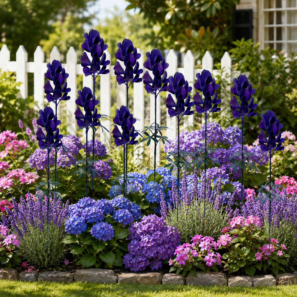 Purple Metal Flower Garden Stake