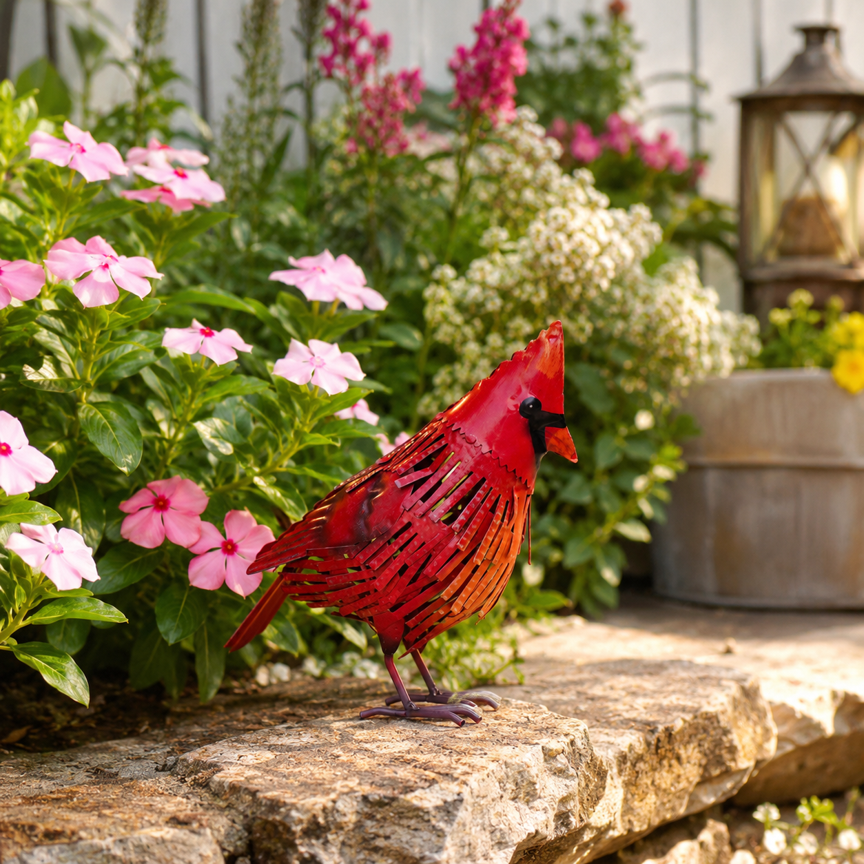 Red Cardinal Metal Bird Decor