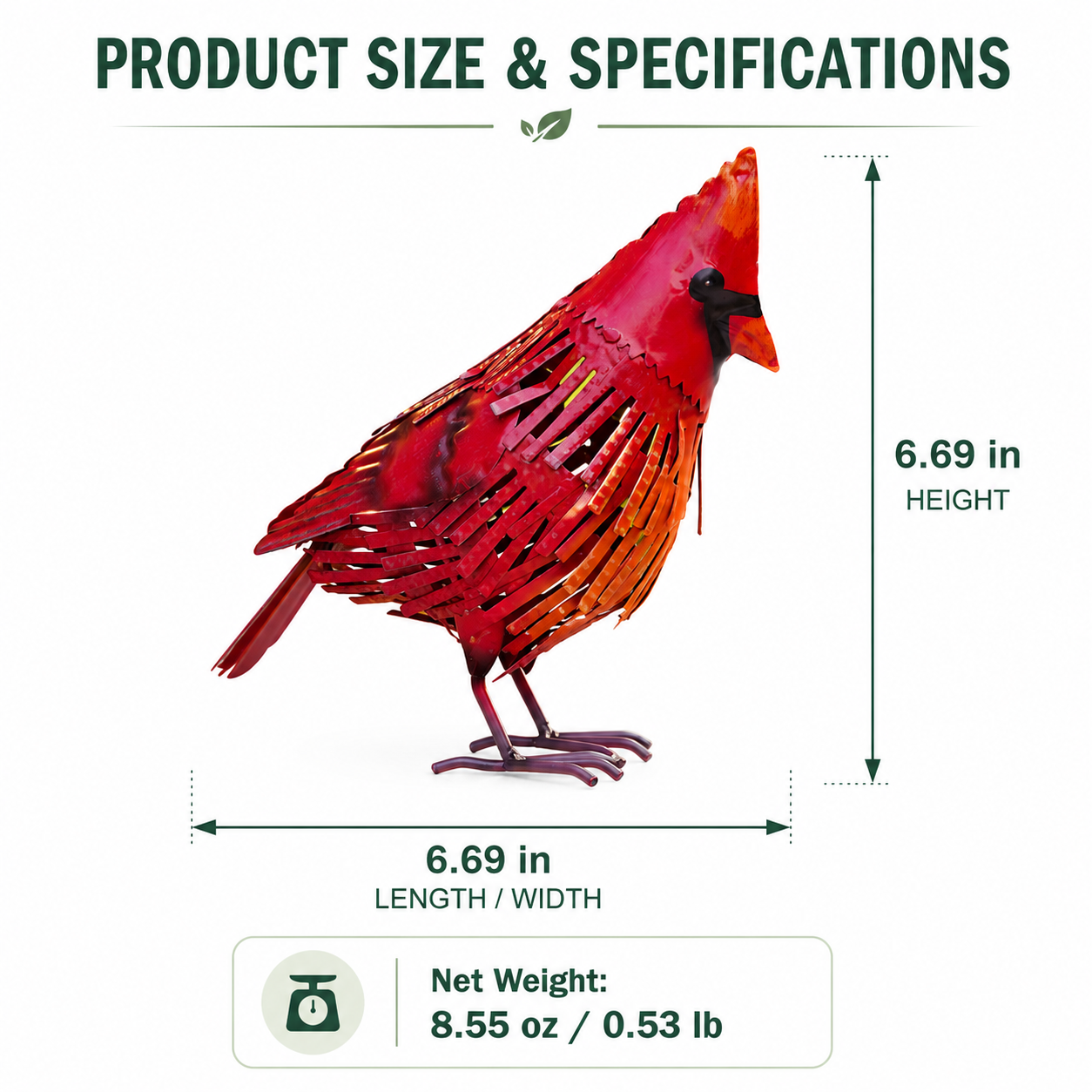 Red Cardinal Metal Bird Decor