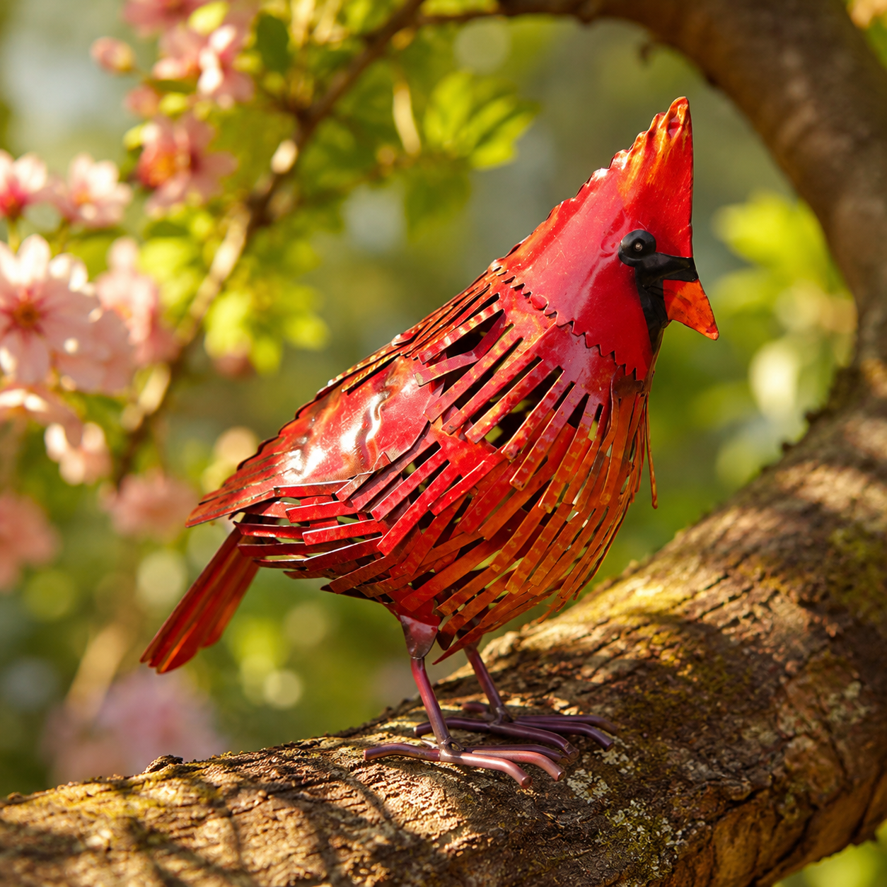 Red Cardinal Metal Bird Decor