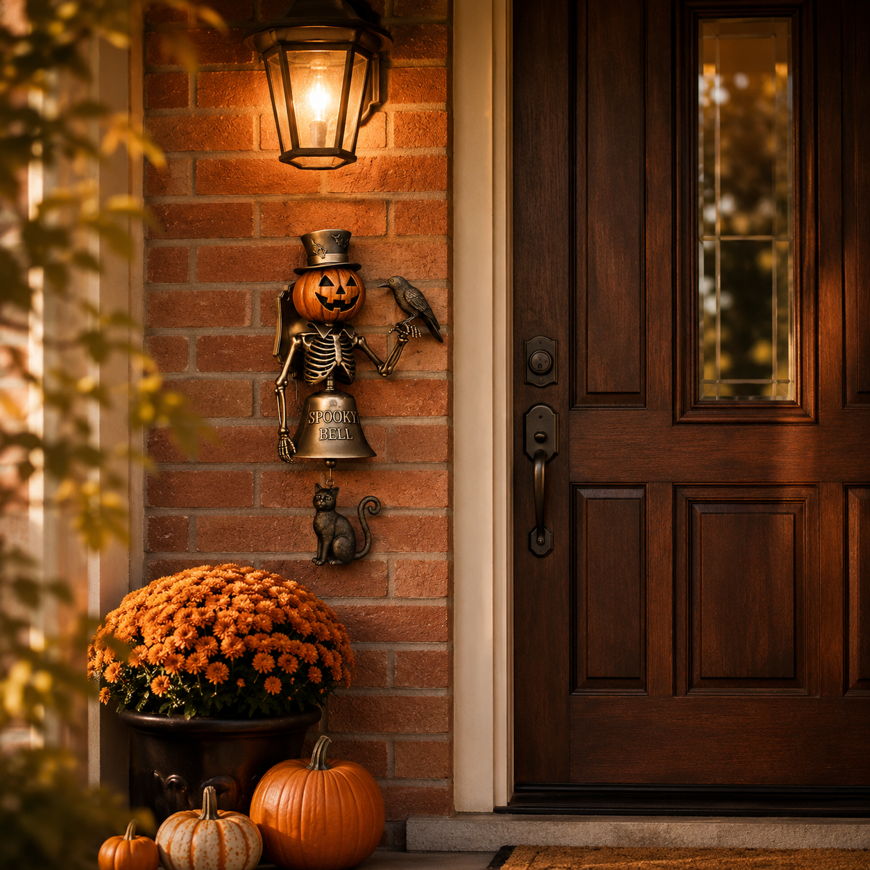 Halloween Pumpkin Skeleton Door Bell