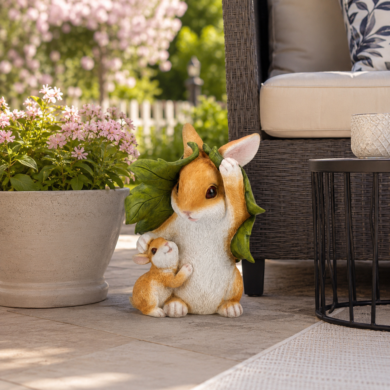 Mother & Baby Bunny Garden Statue