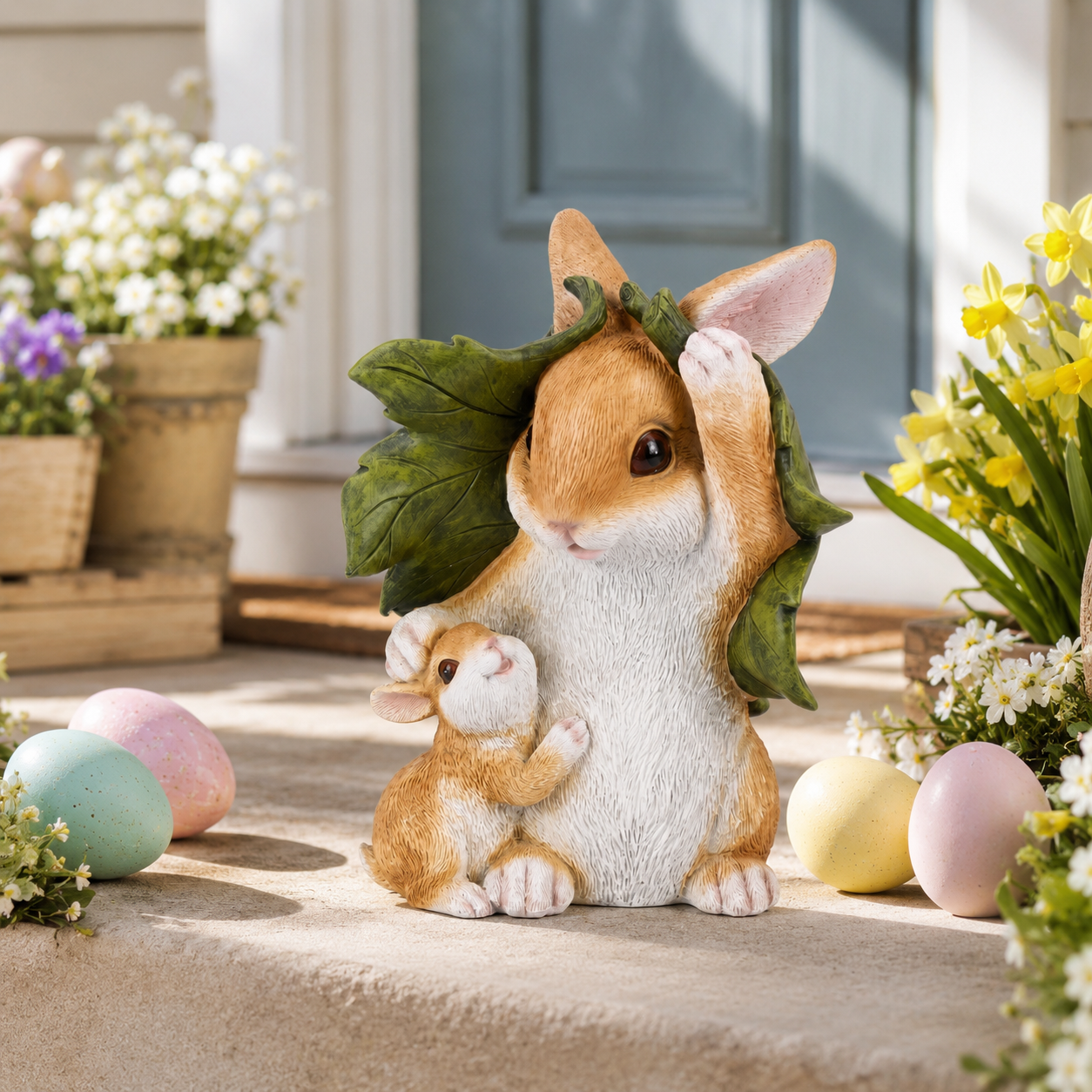 Mother & Baby Bunny Garden Statue