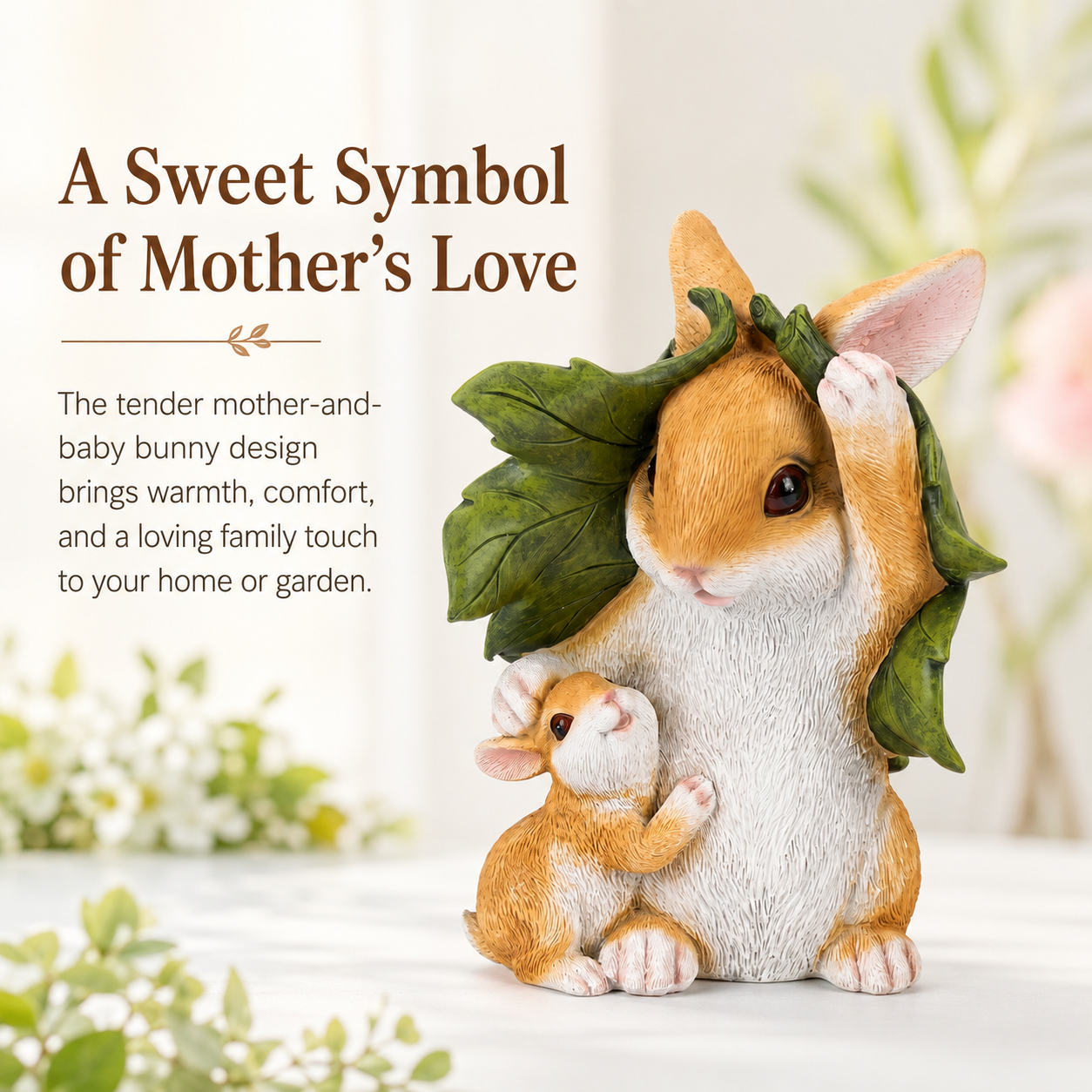 Mother & Baby Bunny Garden Statue