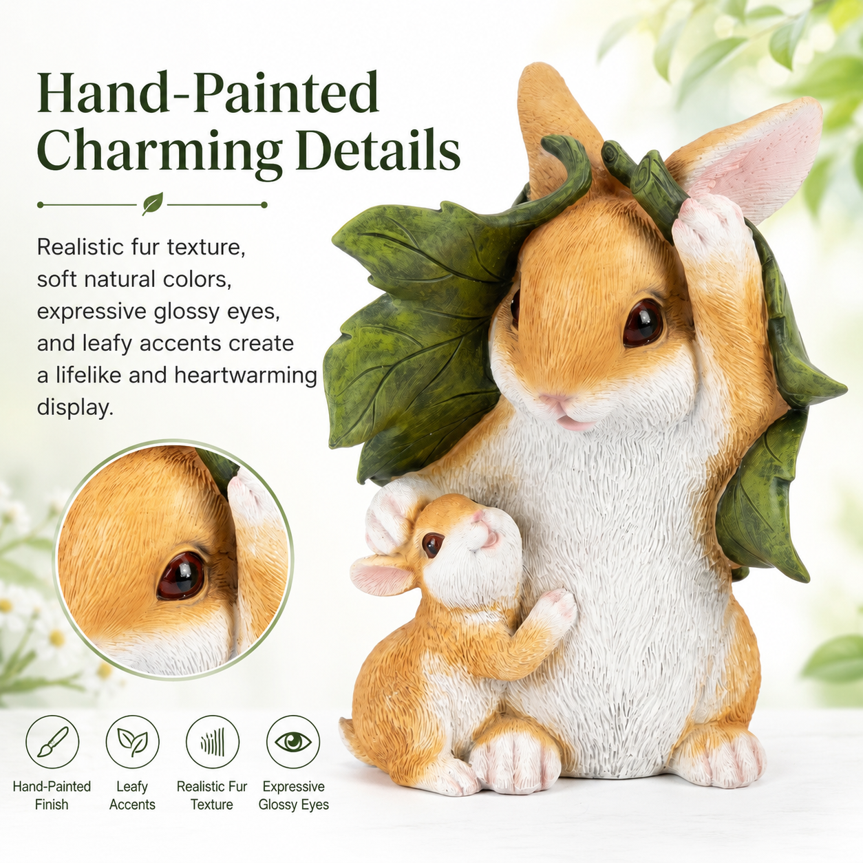 Mother & Baby Bunny Garden Statue