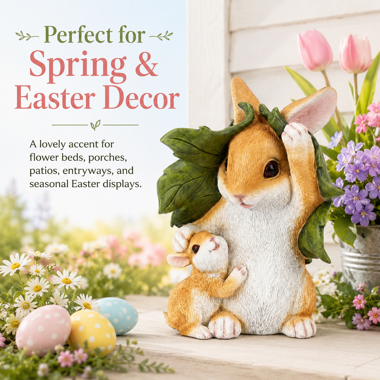 Mother & Baby Bunny Garden Statue