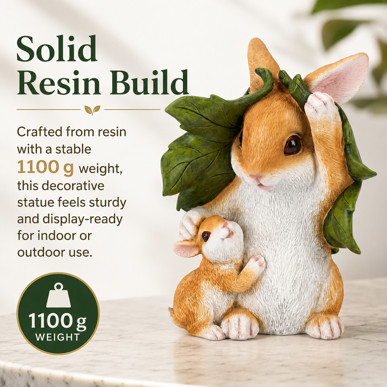 Mother & Baby Bunny Garden Statue