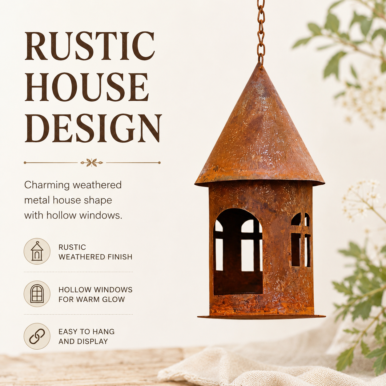 Rustic Metal House Candle Holder