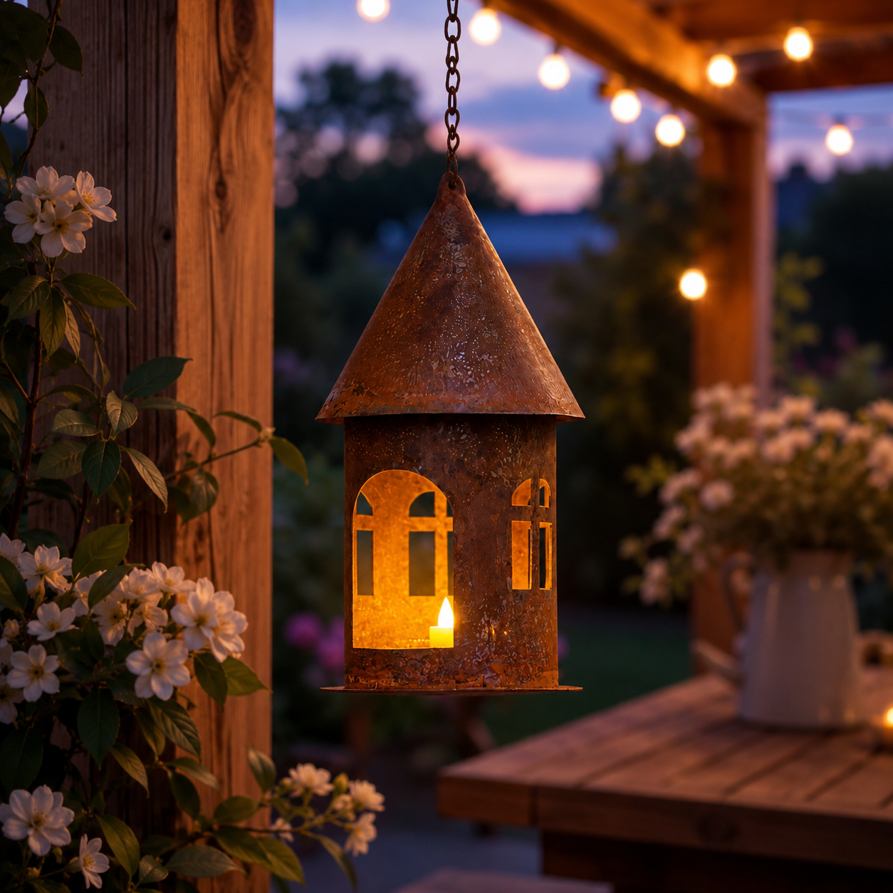 Rustic Metal House Candle Holder